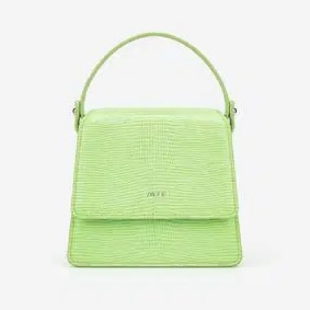 JW Pei Fae Mini Top Handle Bag in Lime Green Lizard